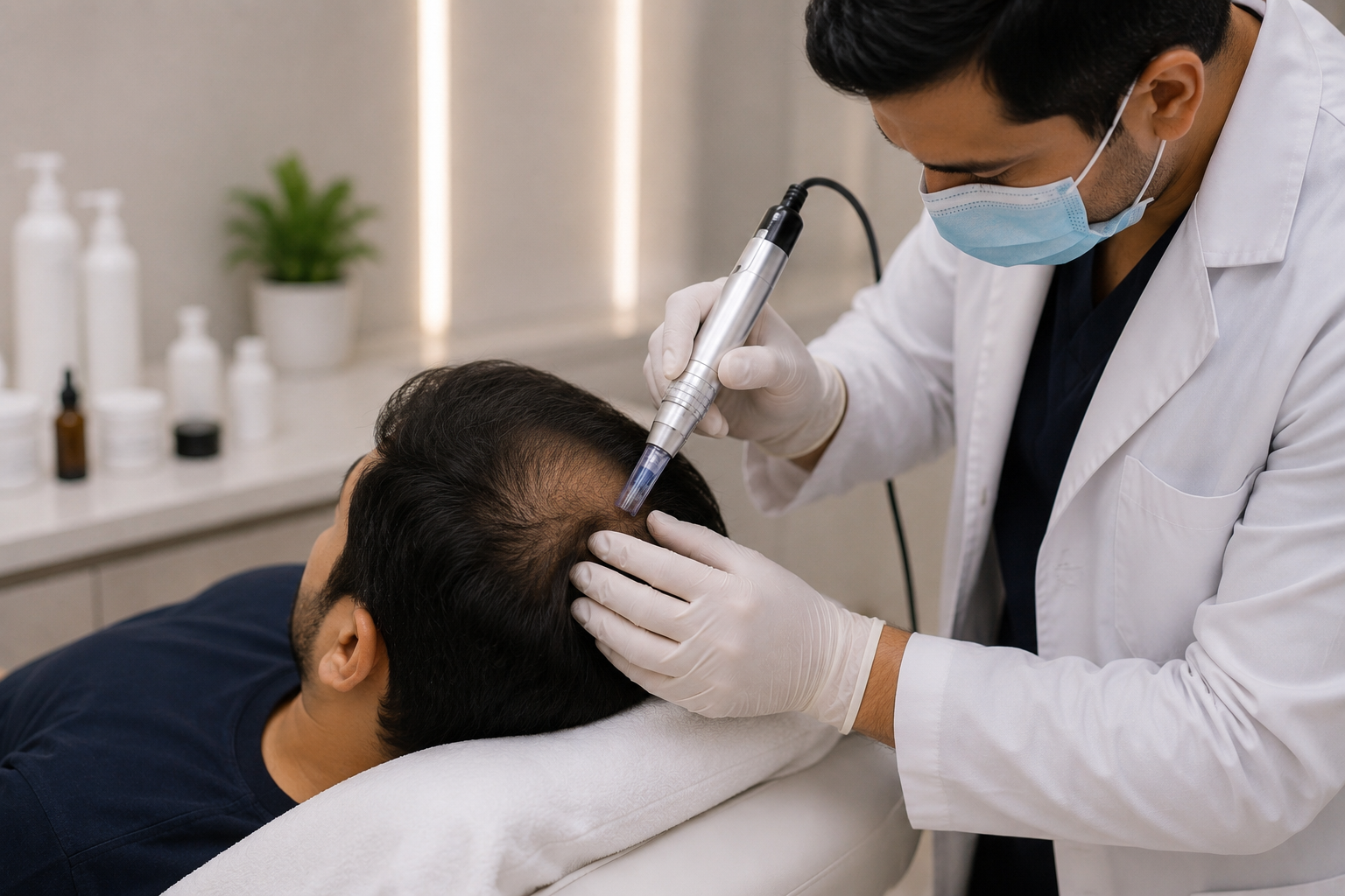 Professional microneedling treatment for hair and scalp at Dr Hair